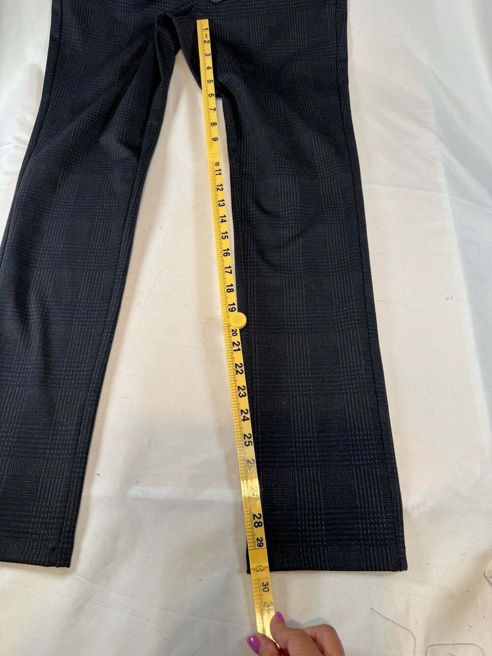 FDJ French Dressing Jeans Pull-On Slim Leg Pants Size 2 Navy Check Workwear Heri - Picture 7 of 10